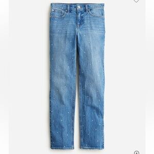 J. Crew ‘90’s Classic Straight Leg Jeans with Rhinestones